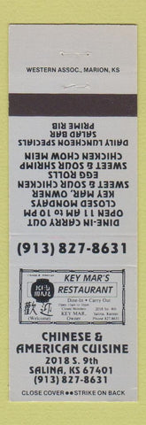 Matchbook Cover - Key Mar's Restaurant Chinese Salina KS