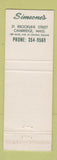 Matchbook Cover - Simeones Restaurant Ialian Cambridge MA