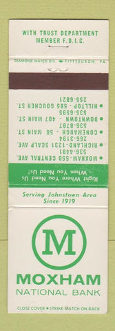 Matchbook Cover - Moxham National Bank Johnstown PA