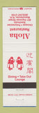 Matchbook Cover - Aloha Restaurant Chinese Polynesian Manchester NH