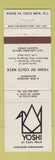 Matchbook Cover - Yoshi Japanese Restaurant Colts Neck NJ