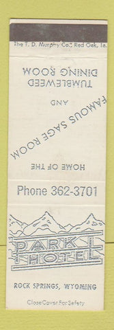 Matchbook Cover - Park L Hotel Rock Springs WY
