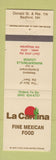 Matchbook Cover - La Cantina Mexican Food Bedford NH