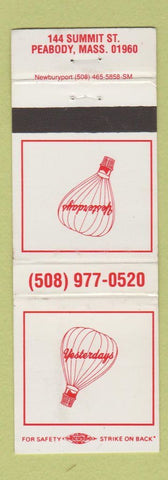Matchbook Cover - Yesterdays Peabody MA WEAR