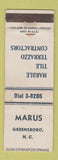 Matchbook Cover - Marus Marble Tile Greensboro NC WORN