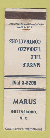 Matchbook Cover - Marus Marble Tile Greensboro NC WORN