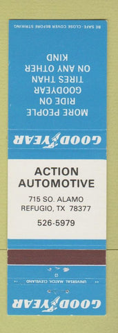 Matchbook Cover - Goodyear Tires Action Automotive Refugio TX