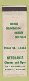 Matchbook Cover - Needham's Cleaner Dyer Marshall MI WORN