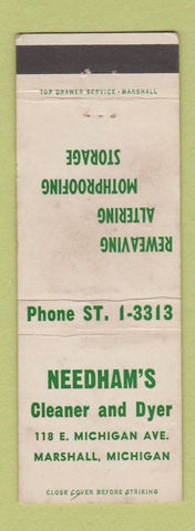 Matchbook Cover - Needham's Cleaner Dyer Marshall MI WORN