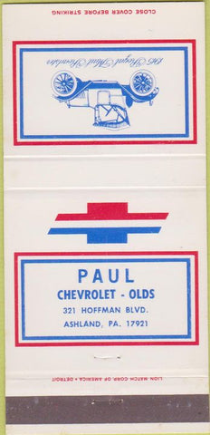 Matchbook Cover - Paul Chevrolet Oldsmobile Ashland PA 30 Strike