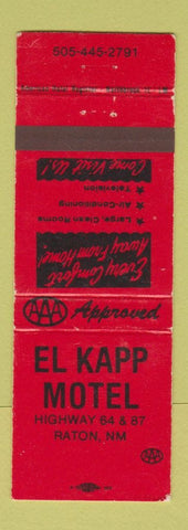 Matchbook Cover - El Kapp Motel Raton NM