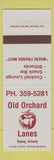 Matchbook Cover - Old Orchard Lanes Bowling billiards Savoy IL