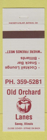 Matchbook Cover - Old Orchard Lanes Bowling billiards Savoy IL