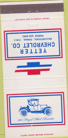 Matchbook Cover - Yetter Chevrolet Beavertown PA 30 Strike