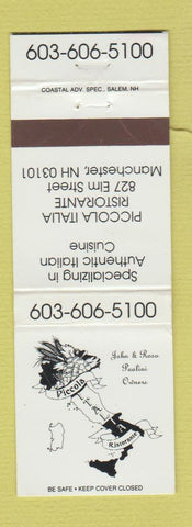 Matchbook Cover - Piccola Italian Restaurant Manchester NH