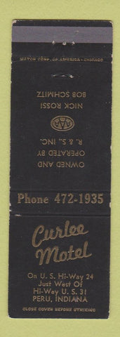 Matchbook Cover - Curlee Motel Peru IN
