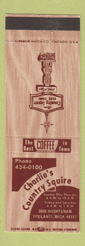 Matchbook Cover - Charlie's Country Squire Ypsilanti MI