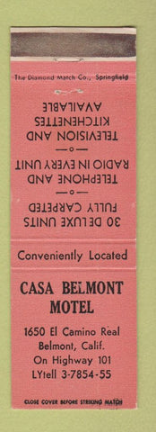 Matchbook Cover - Casa Belmont Motel Belmont CA WEAR