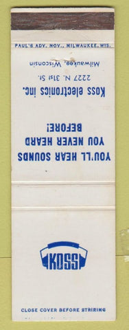 Matchbook Cover - Koss Electronics Milwaukee WI WEAR
