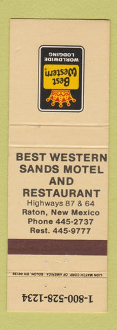 Matchbook Cover - Best Western Sands Motel Raton NM