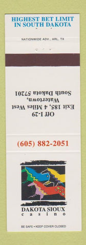 Matchbook Cover - Dakota Sioux Casino Watertown SD