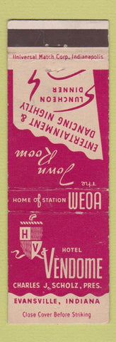 Matchbook Cover - Hotel Vendome Evansville IN