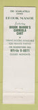 Matchbook Cover - Brook Manor Restaurant North Attleboro MA feature WEAR