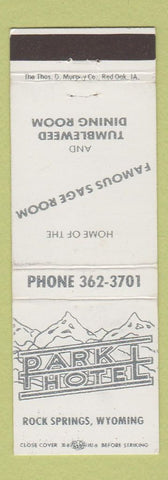Matchbook Cover - Park L Hotel Rock Springs WY