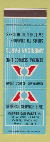 Matchbook Cover - General Service Line Auto Parts Casper WY