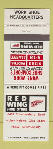 Matchbook Cover - Red Wing Shoes Boots Huber Heights OH