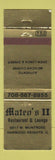 Matchbook Cover - Mateo's II Restaurant Lounge Harwood Heights IL