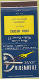 Matchbook Cover - Oldsmobile Rocket Union Motors Lewisburg PA 30 Strike