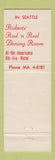 Matchbook Cover - Roberts' Restaurant Portland OR Seattle WA