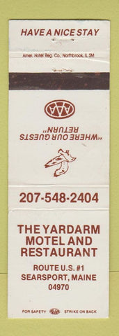 Matchbook Cover - Yardarm Motel Restaurant Searsport ME