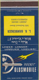 Matchbook Cover - Oldsmobile Rocket Hamberger Jersey Shore PA 30 Strike