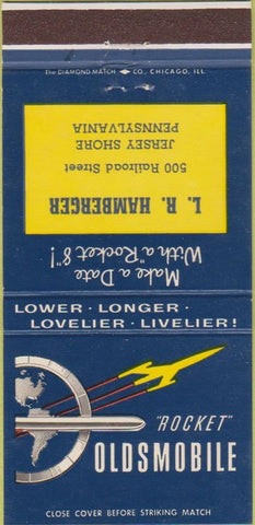 Matchbook Cover - Oldsmobile Rocket Hamberger Jersey Shore PA 30 Strike