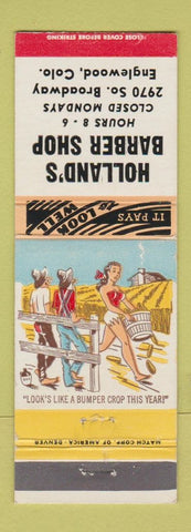 Matchbook Cover - Holland's Barber Shop Englewood Colorado hillbilly