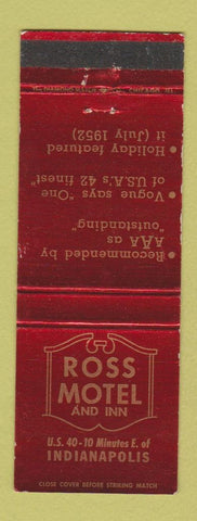 Matchbook Cover - Ross Motel and Inn Indianapolis IN WEAR