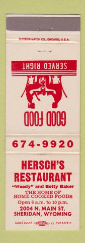 Matchbook Cover - Hersch's Restaurant Sheridan WY