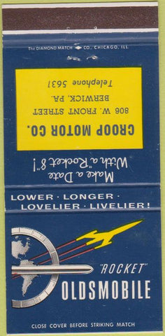 Matchbook Cover - Oldsmobile Rocket Croop Berwick PA 30 Strike