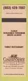 Matchbook Cover - Country Spirit Restaurant Tavern Henniker NH