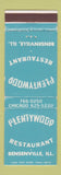Matchbook Cover - Plentywood Restaurant Bensenville IL WEAR
