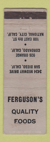 Matchbook Cover - Ferguson's Foods San Diego National City Coronado CA