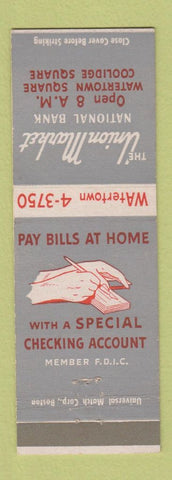Matchbook Cover - Union Market National Bank Boston MA