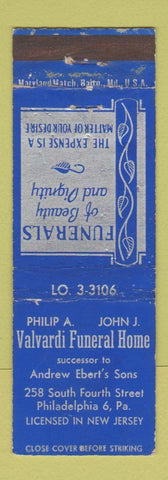 Matchbook Cover - Valvardi Funeral Home Philadelphia PA WEAR