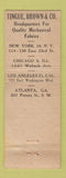 Matchbook Cover - Tingue Brown Gold Line Fabrics New York City WEAR