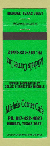 Matchbook Cover - Michels Corner Cafe Munday TX