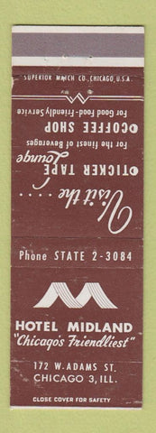Matchbook Cover - Hotel Midland Chicago IL WEAR