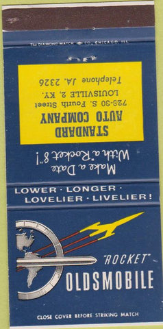 Matchbook Cover - Oldsmobile Rocket Standard Auto Louisville KY 30 Strike
