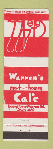 Matchbook Cover - Cafe 422 Warren's Youngstown Niles OH